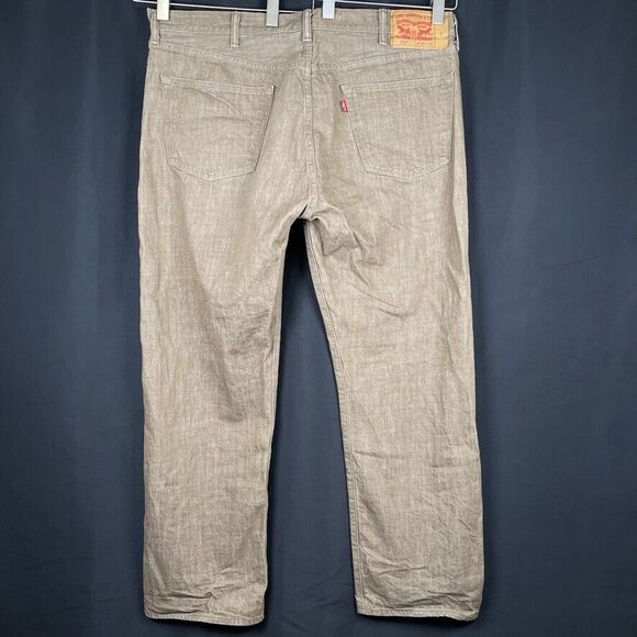 Levis 501 Red Tab Straight Leg Button Fly White Oak Cone Denim Jean Pants 40x30 - Picture 5 of 7